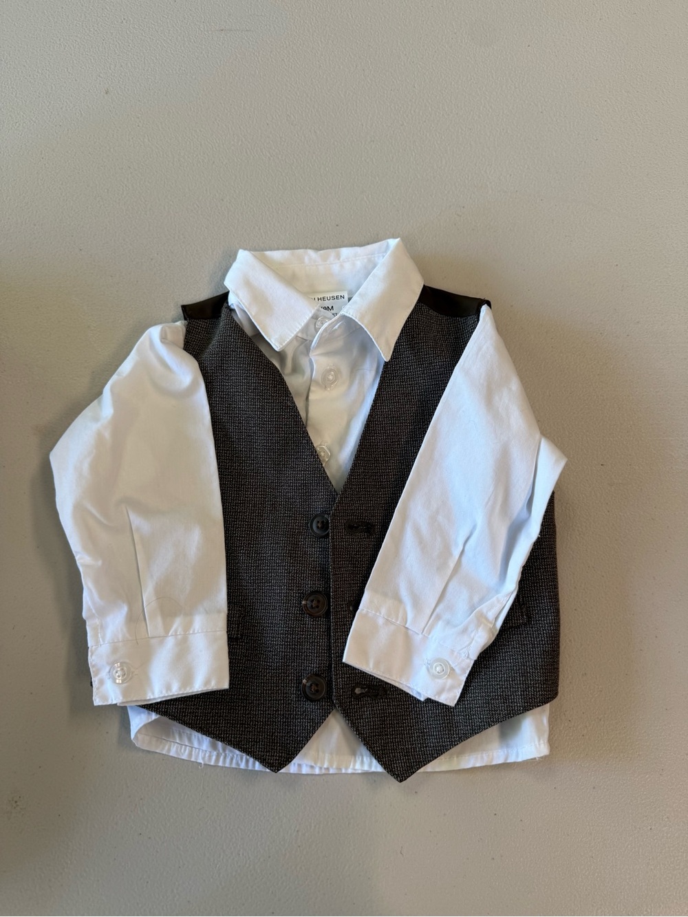 Van Heusen White Shirt with Charcoal Vest - Kids Accessories